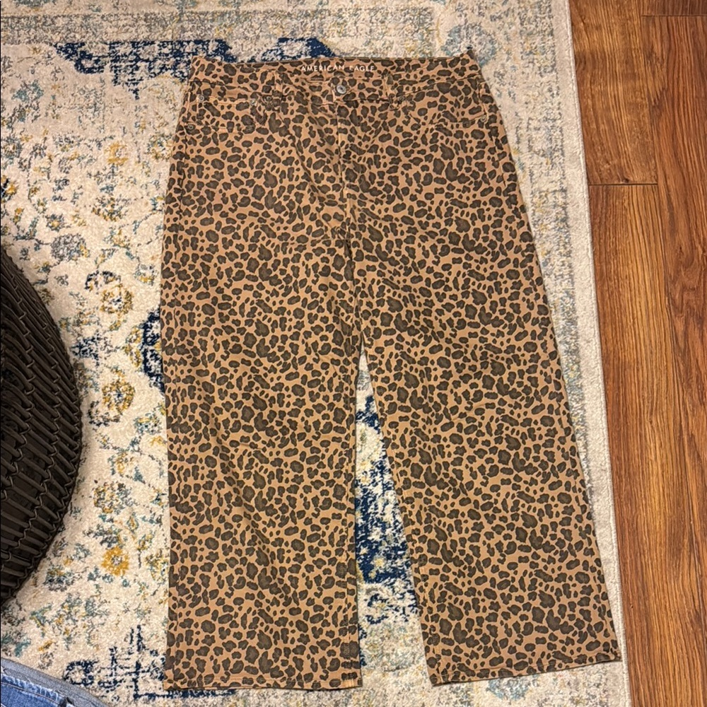 American Eagle- Leopard Print Stovepipe Ankle Jeans